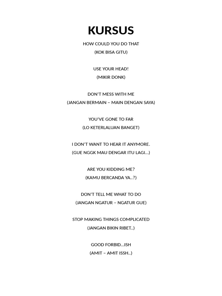 Common Indonesian Expressions Explained | PDF