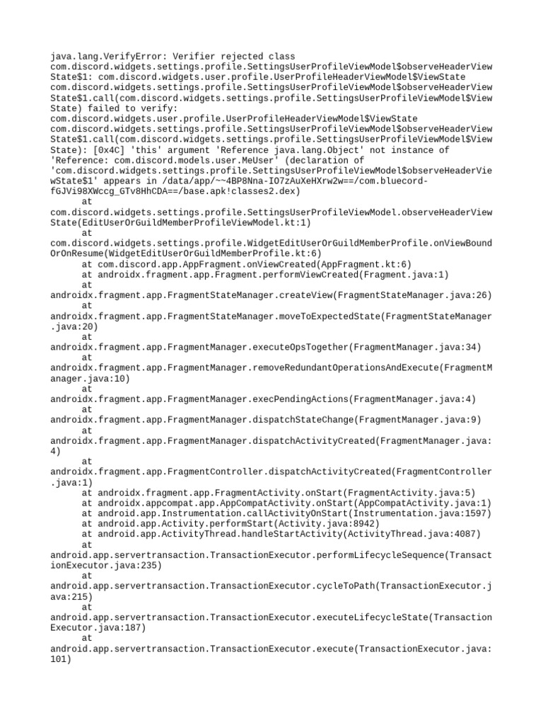 Java VerifyError in Discord Profile ViewModel | PDF | Operating System ...