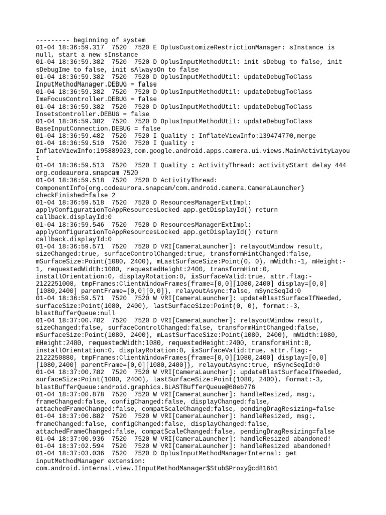 Camera Service Initialization Logs | PDF | Computing