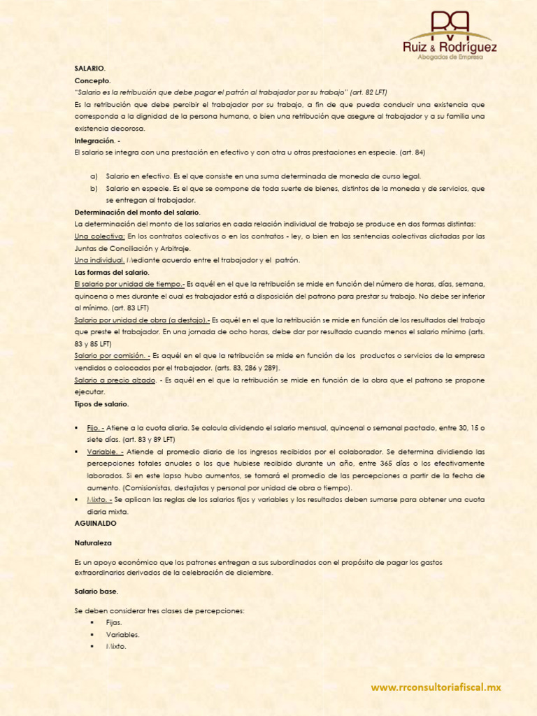 Tipos y Cálculo de Salario y Aguinaldo | PDF | Salario | Salario mínimo