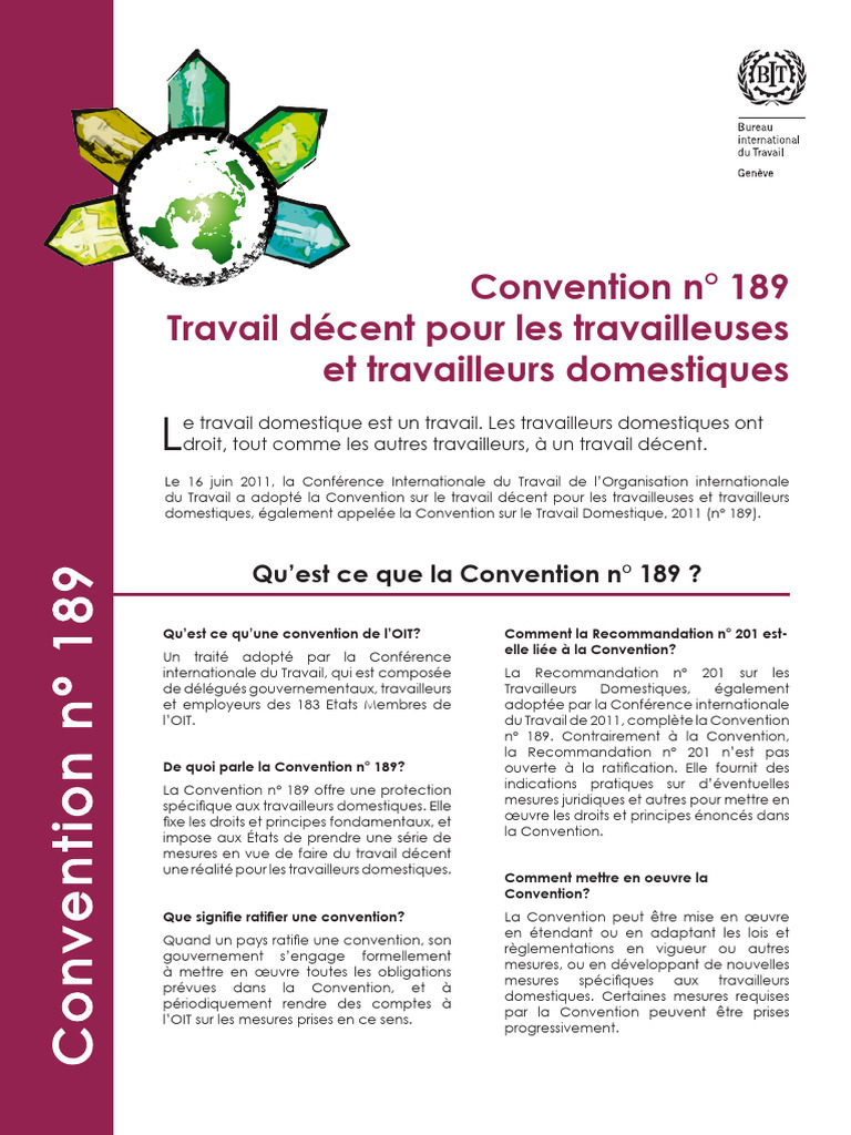 Convention n° 189 : Droits des travailleurs domestiques | PDF ...