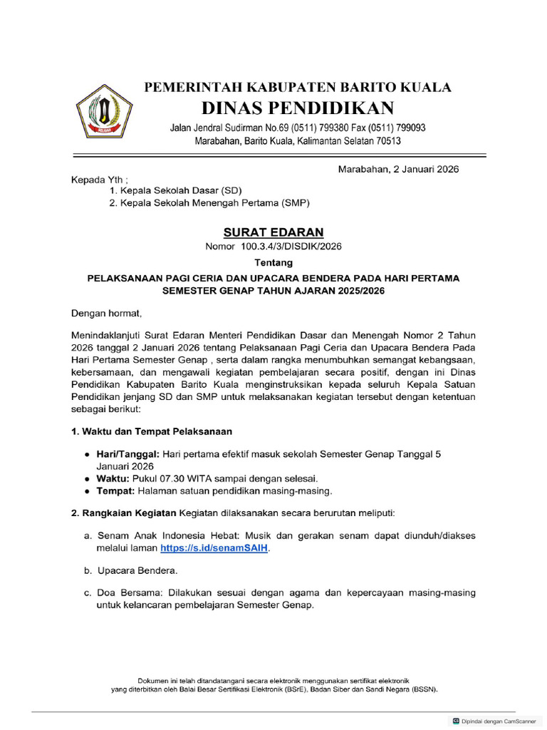 Surat Edaran Nomor - 420 | PDF