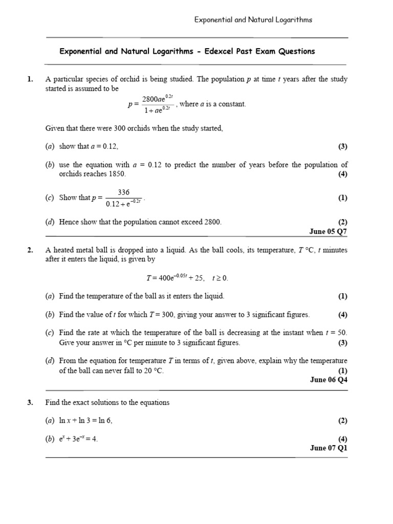 Exponentials and Natural Logarithms 2 | PDF | Exponential Function ...