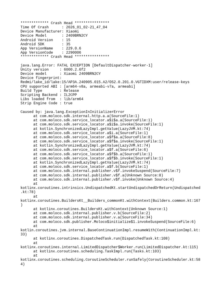 Xiaomi Crash Report: Unity Error 2026 | PDF | Computing | Tablet Computer
