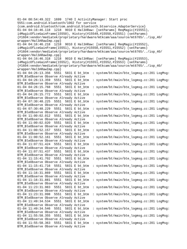 Bluetooth Service and Error Logs | PDF | Computing | Computer Architecture
