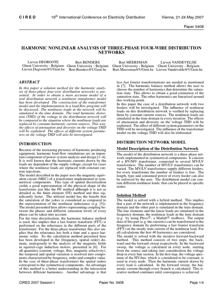 Harmonic Analysis in Power Networks | PDF | Transformer | Fast Fourier ...