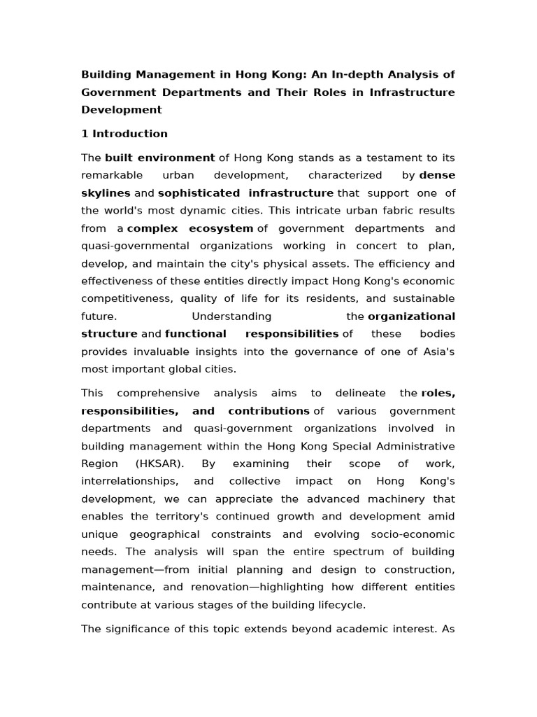 Hong Kong Building Management Analysis | PDF | Environmental Impact ...