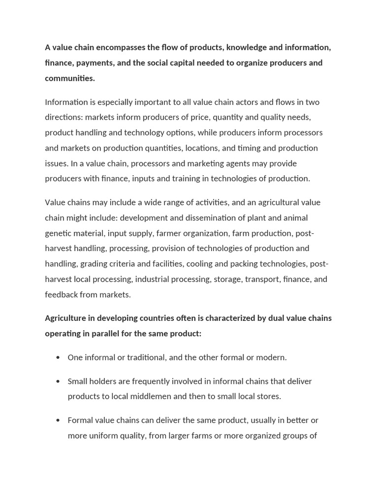 Understanding Agricultural Value Chains | PDF | Agriculture | Cereals