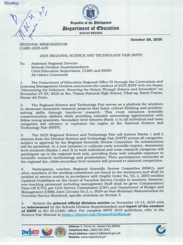 Rm Clmd 2025 629 2025 Regional Science and Technology Fair Rstf | PDF