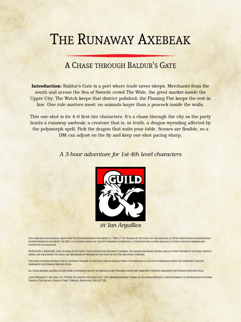 Chase a Runaway Axebeak in Baldur's Gate | PDF | Wizards Of The Coast ...