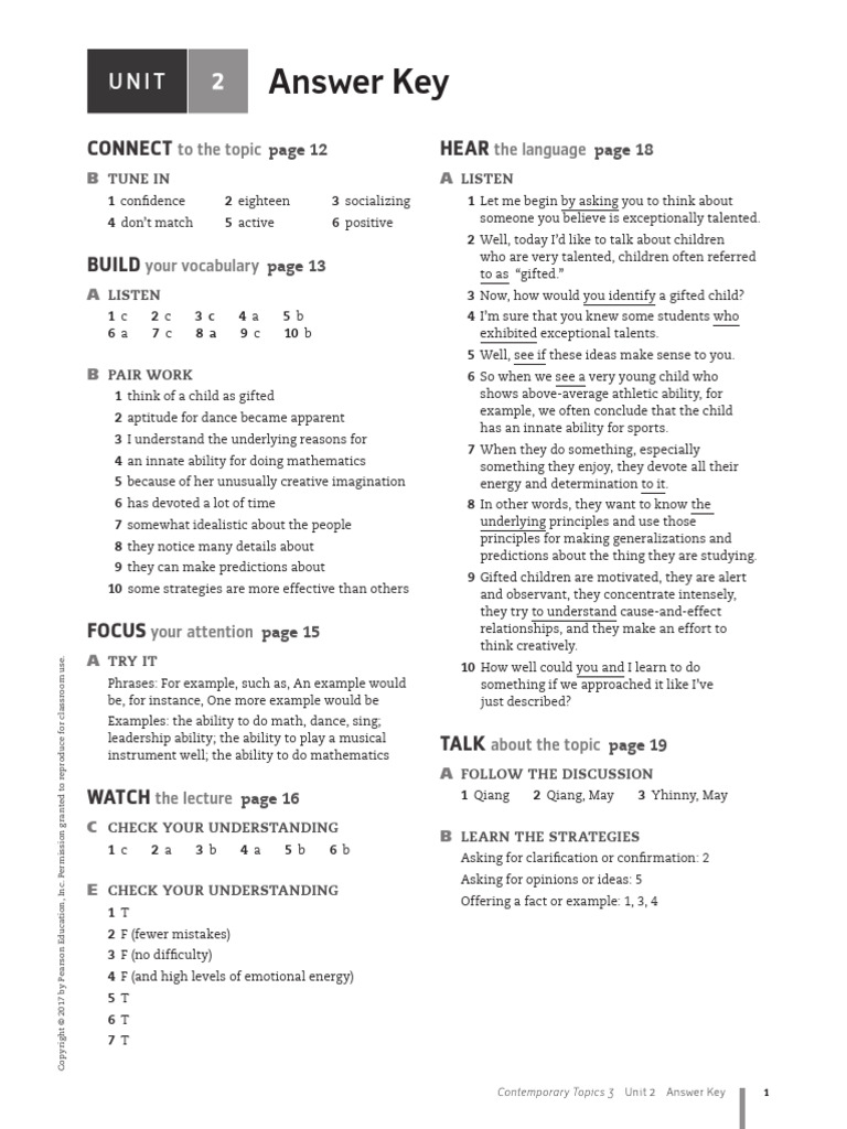 Contemporary Topics 3 Unit 2 Answer Key | PDF | Behavior Modification ...