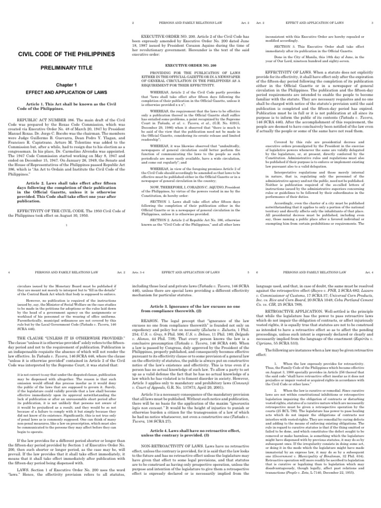 Civil Code of the Philippines Overview | PDF | Repeal | Supreme Court ...