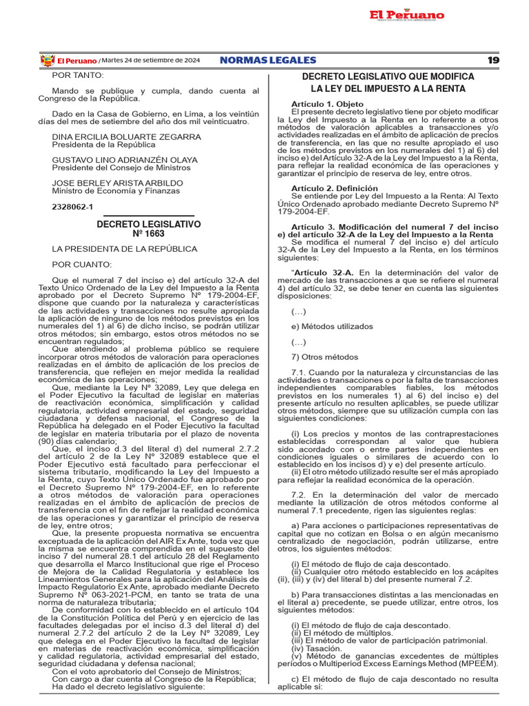 Modificación de la Ley del Impuesto a la Renta | PDF | Ejecutivo ...