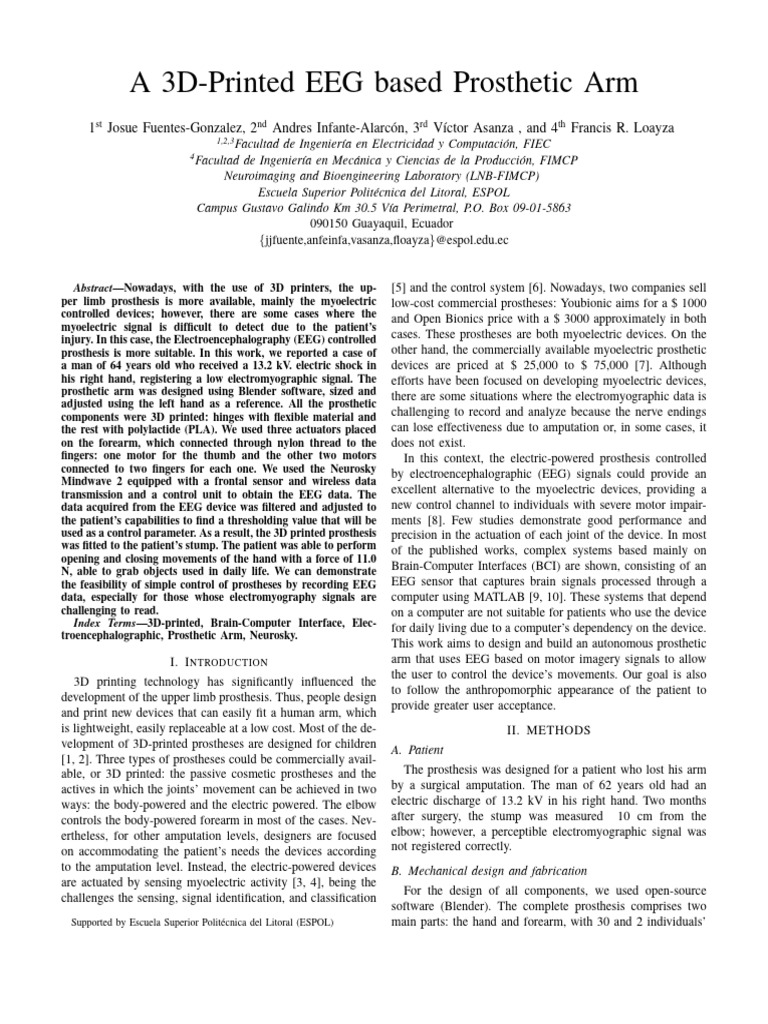 EEG-Controlled 3D-Printed Prosthetic Arm | PDF | Prosthesis