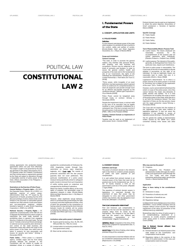 Police Power in Constitutional Law | PDF | Taxes | Eminent Domain