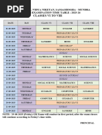 2025-26 Half Yearly Exam Schedule | PDF