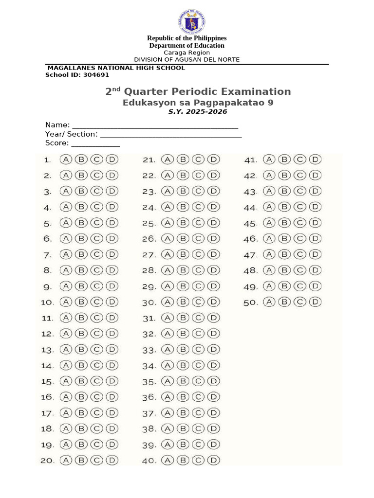 Answer Sheet 1-50.. | PDF
