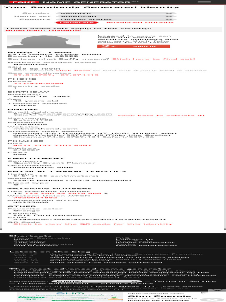 Random Identity Generator Tool | PDF