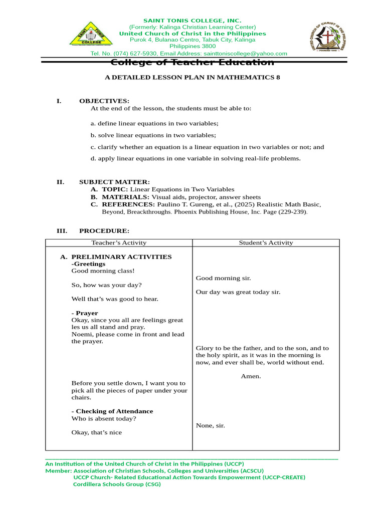lineartwovariables-1 | PDF | Variable (Mathematics) | Equations
