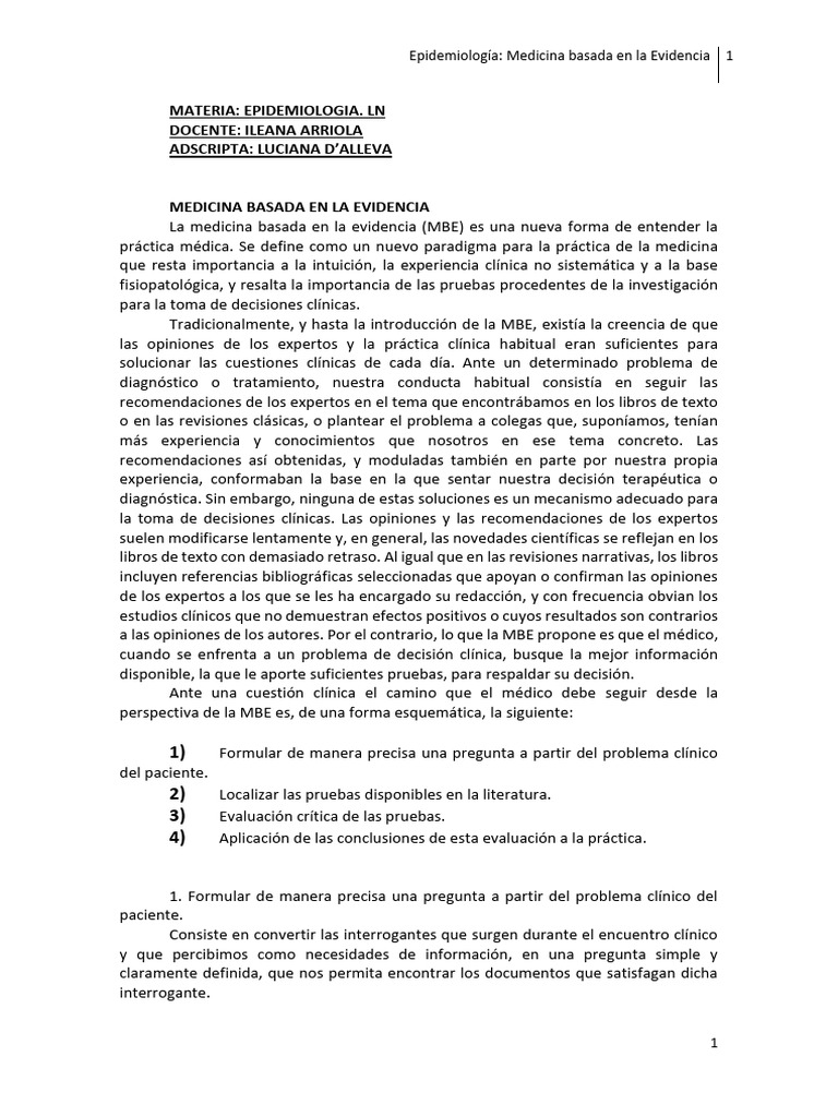 Medicina Basada en la Evidencia en Epidemiología | PDF | Evidencia ...