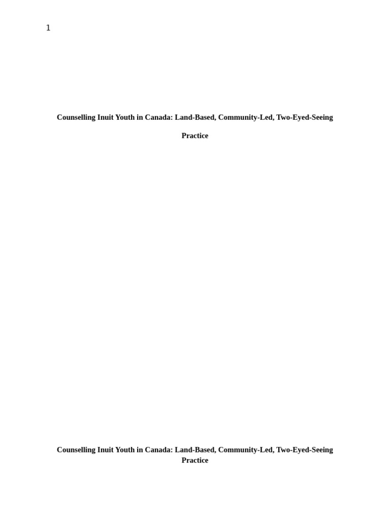 Inuit Youth Counselling Strategies in Canada | PDF | Cognitive ...
