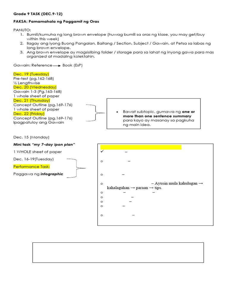Esp Task-General Instruction | PDF
