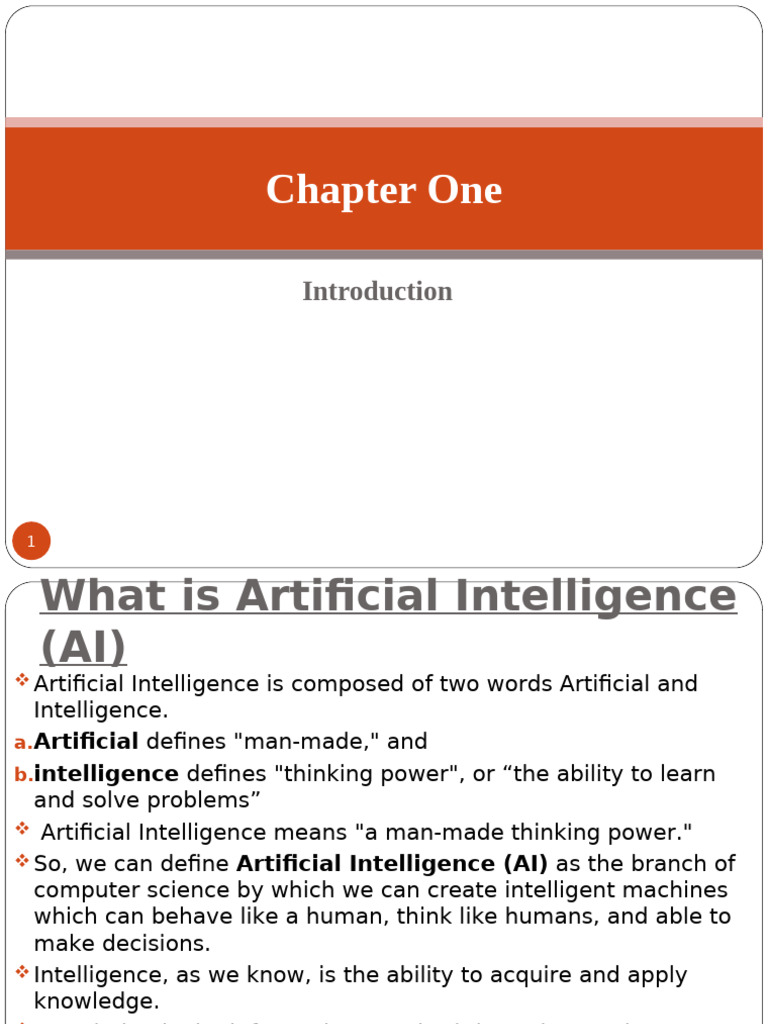 Chapter One cs | PDF | Artificial Intelligence | Intelligence (AI ...