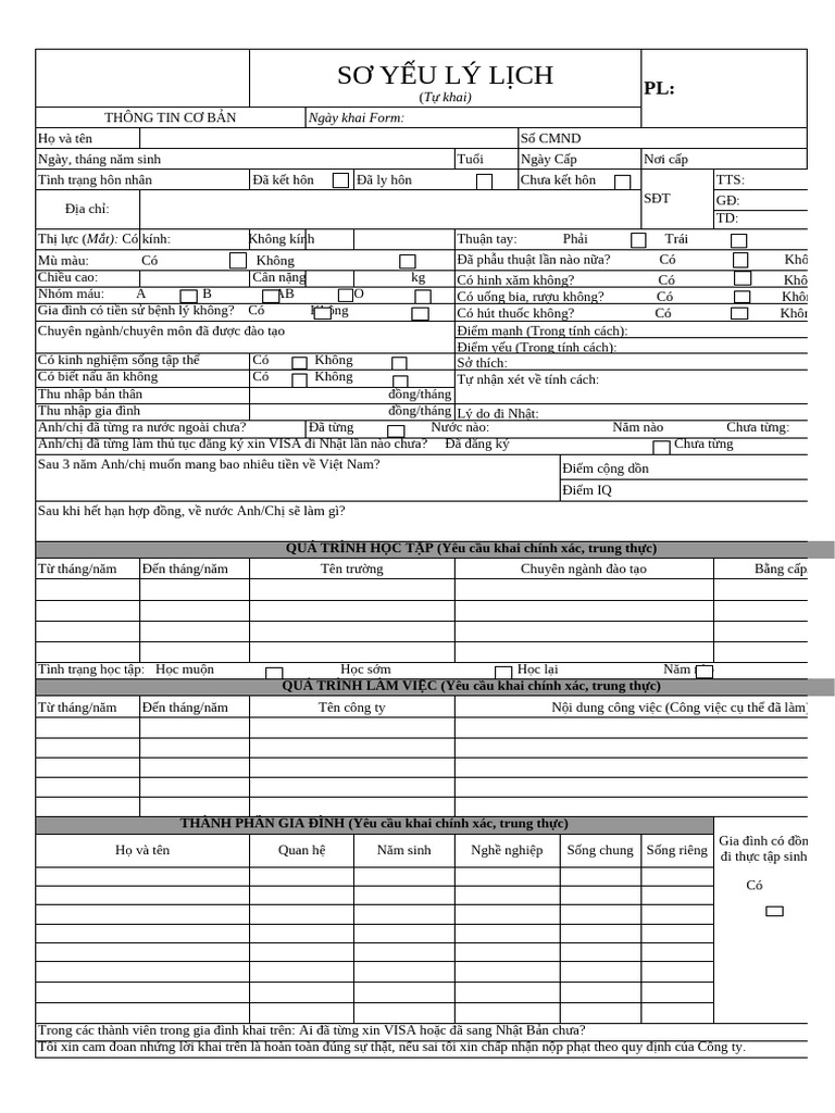 Mẫu Form PL | PDF