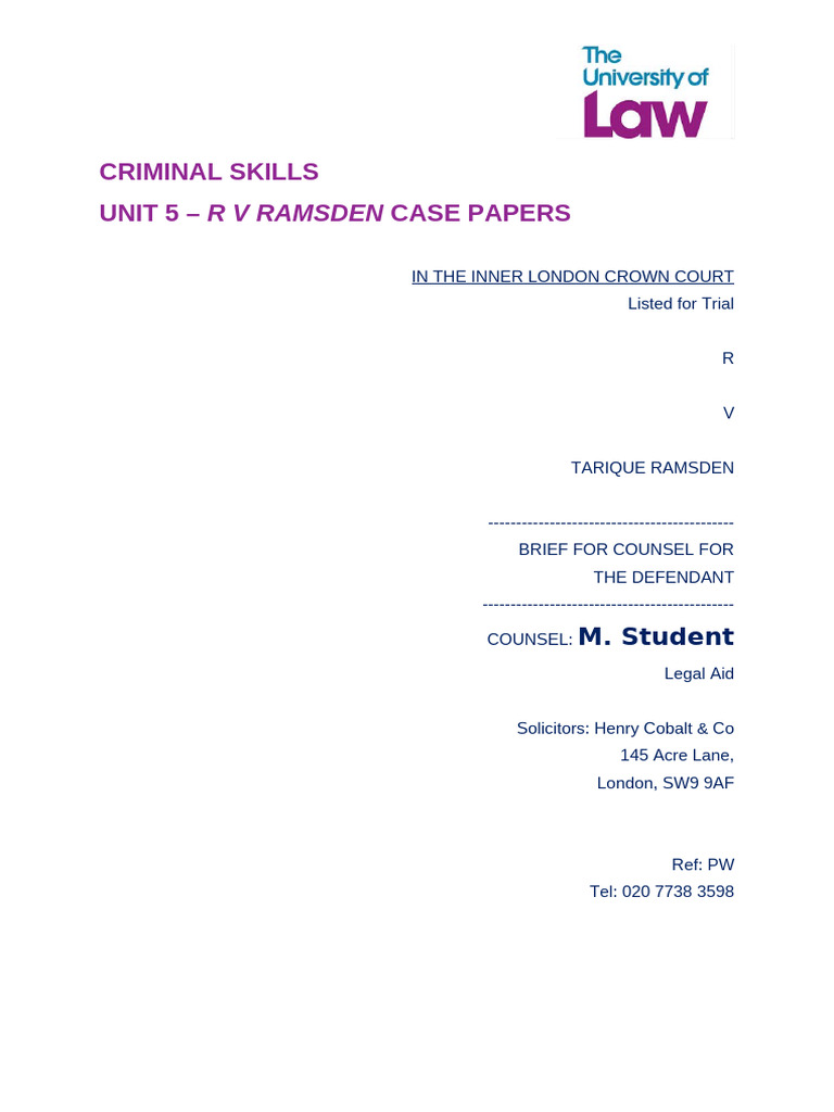 R v Tarique Ramsden Case Overview | PDF | Indictment | Arrest