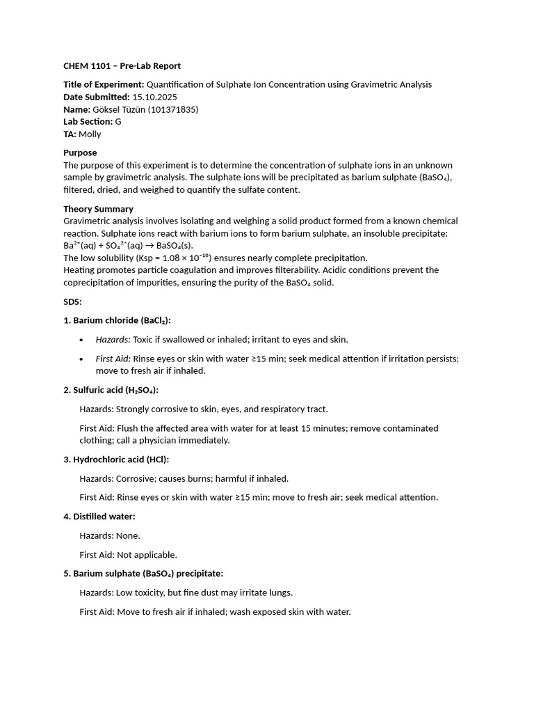 Sulphate Ion Concentration Analysis | PDF