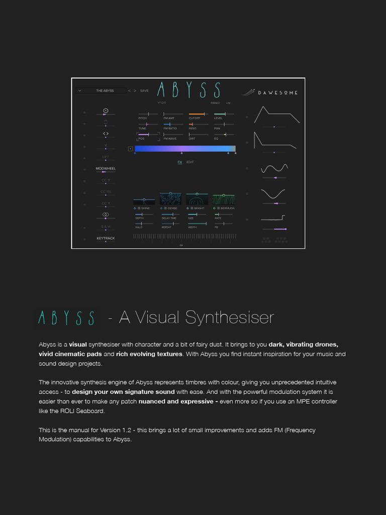 Abyss Visual Synthesizer Manual 1.2 | PDF | Sound | Frequency Modulation