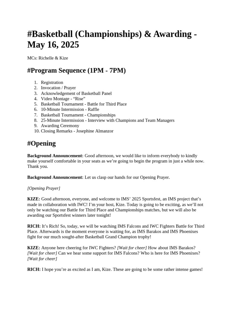 2025 Basketball Championships Program | PDF | Chess Theory | Chess