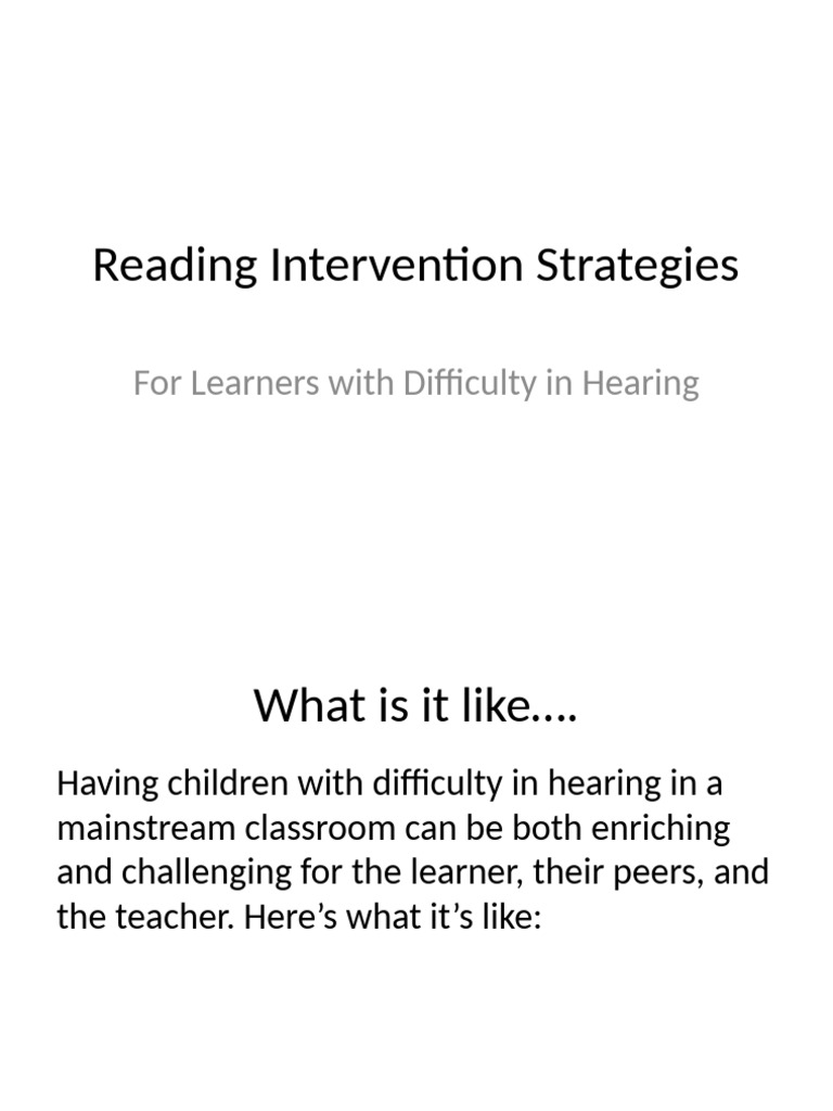 Reading Strategies for Hearing-Impaired Students | PDF | Reading ...