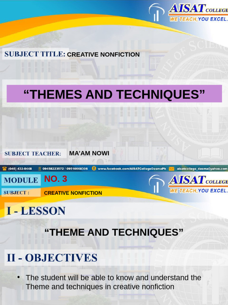 Themes and Techniques in Creative Nonfiction | PDF | Creative ...