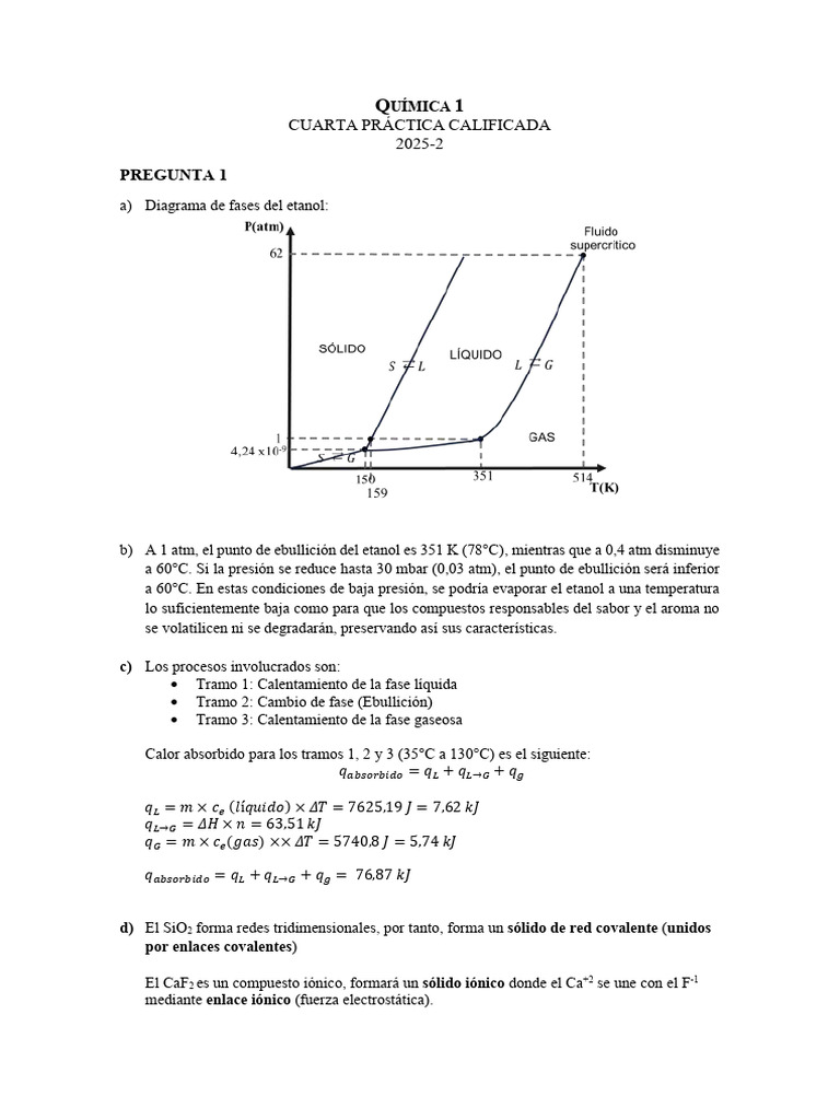 Pautas De Resoluci n Pr ctica Calificada 4 PDF Etanol Redox