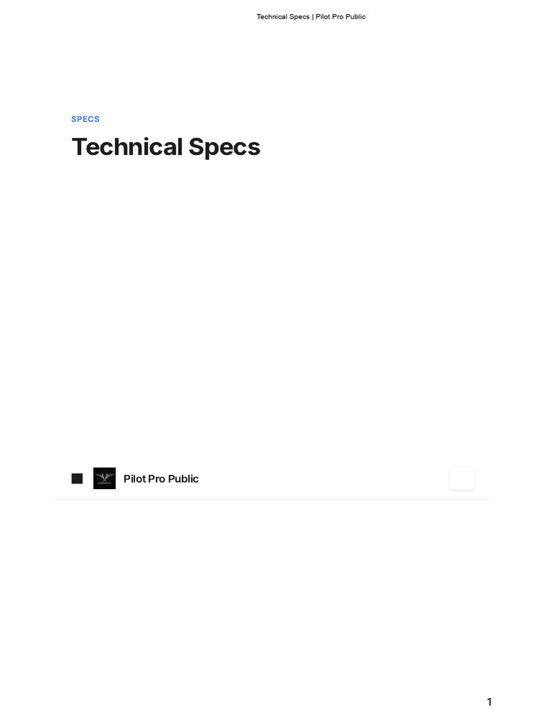 Pilot Pro Public Technical Specifications | PDF | Tablet Computer ...