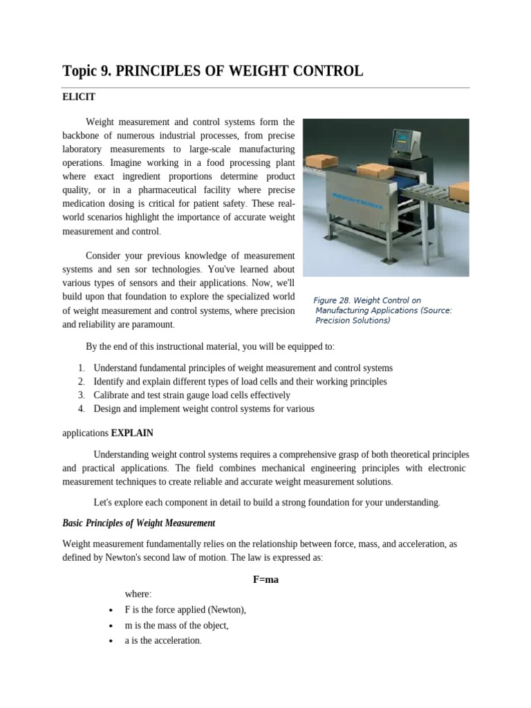 Principles of Weight Control Systems | PDF | Weighing Scale | Force