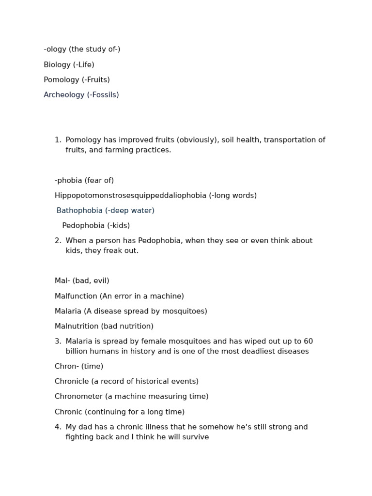 Study of -ology Terms and Concepts | PDF