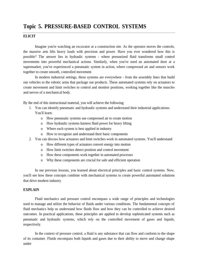Pressure-Based Control Systems Explained | PDF | Actuator | Pump