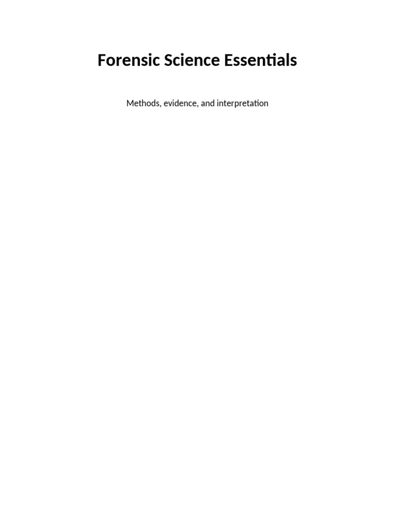 Forensic Science Methods and Evidence | PDF