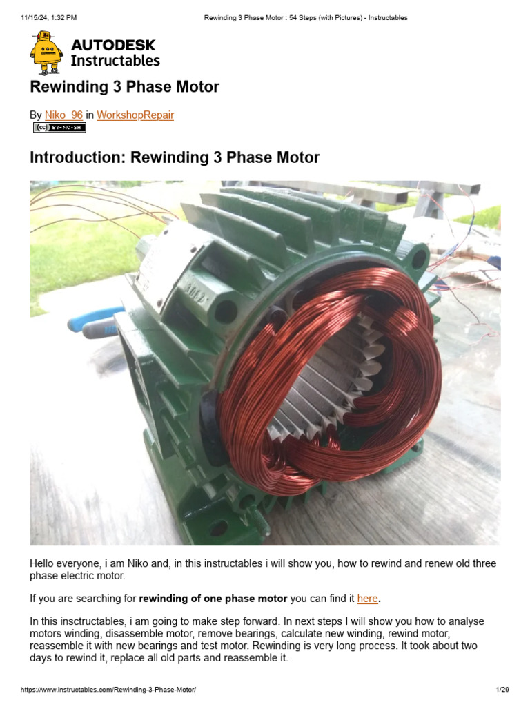 Rewinding a 3 Phase Electric Motor Guide | PDF | Electric Motor ...
