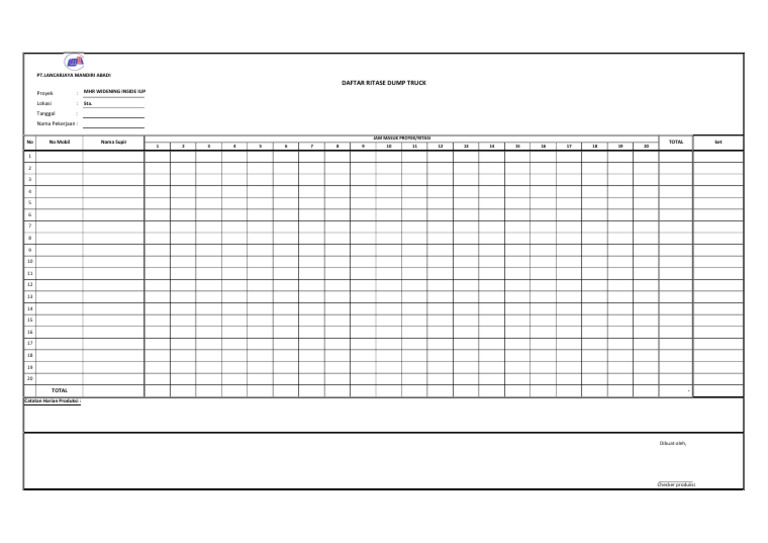 Form Ritasi | PDF