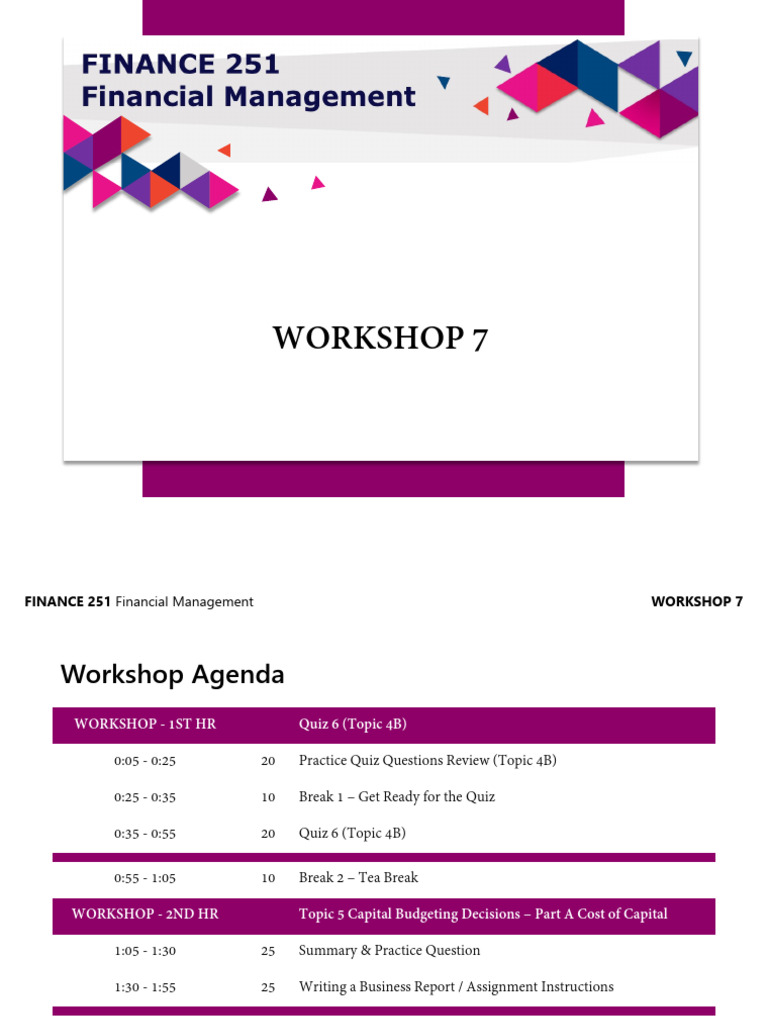Workshop 7 | PDF | Cost Of Capital