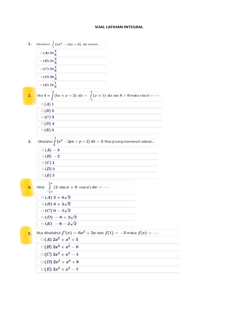 Soal Latihan Integral | PDF