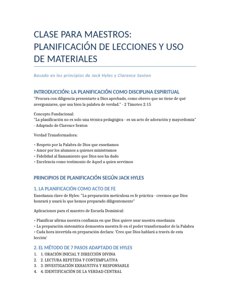 Clase para Maestros Planificacion de Lecciones | PDF | Verdad