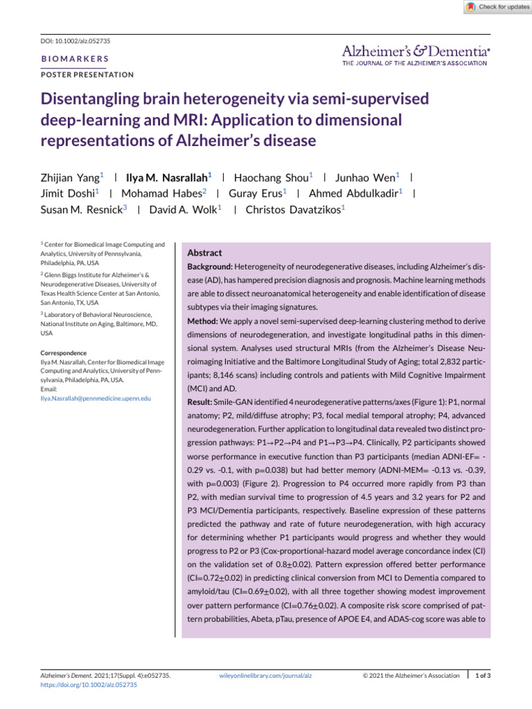 Deep Learning MRI Patterns in Alzheimer's | PDF | Alzheimer's Disease ...