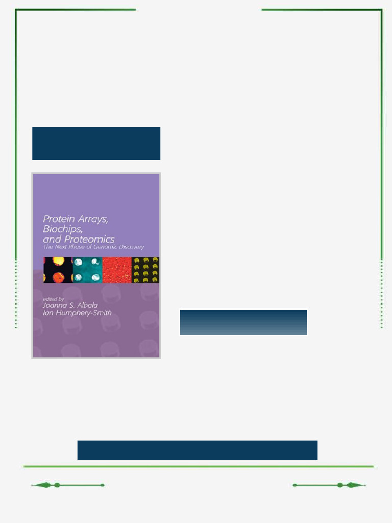 Protein Arrays Biochips and Proteomics 1st Edition Joanna S. Albala ...