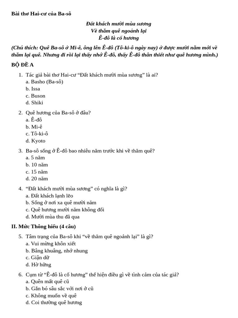 BỘ ĐỀ A | PDF