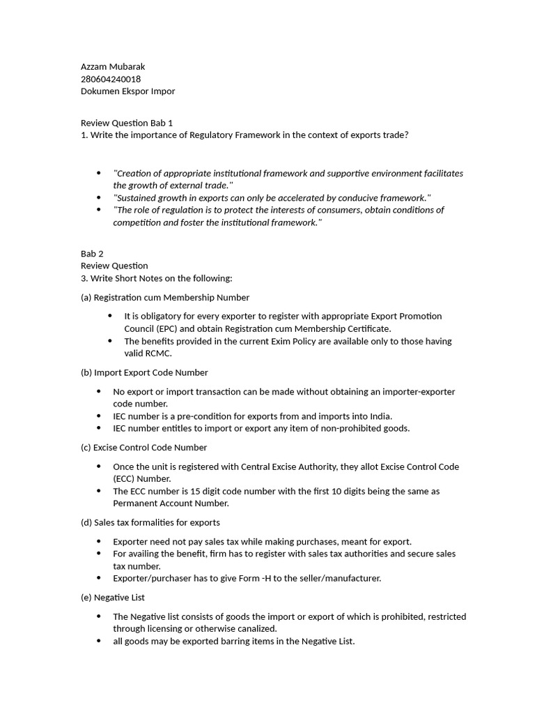 Export-Import Regulatory Framework Guide | PDF | Letter Of Credit ...