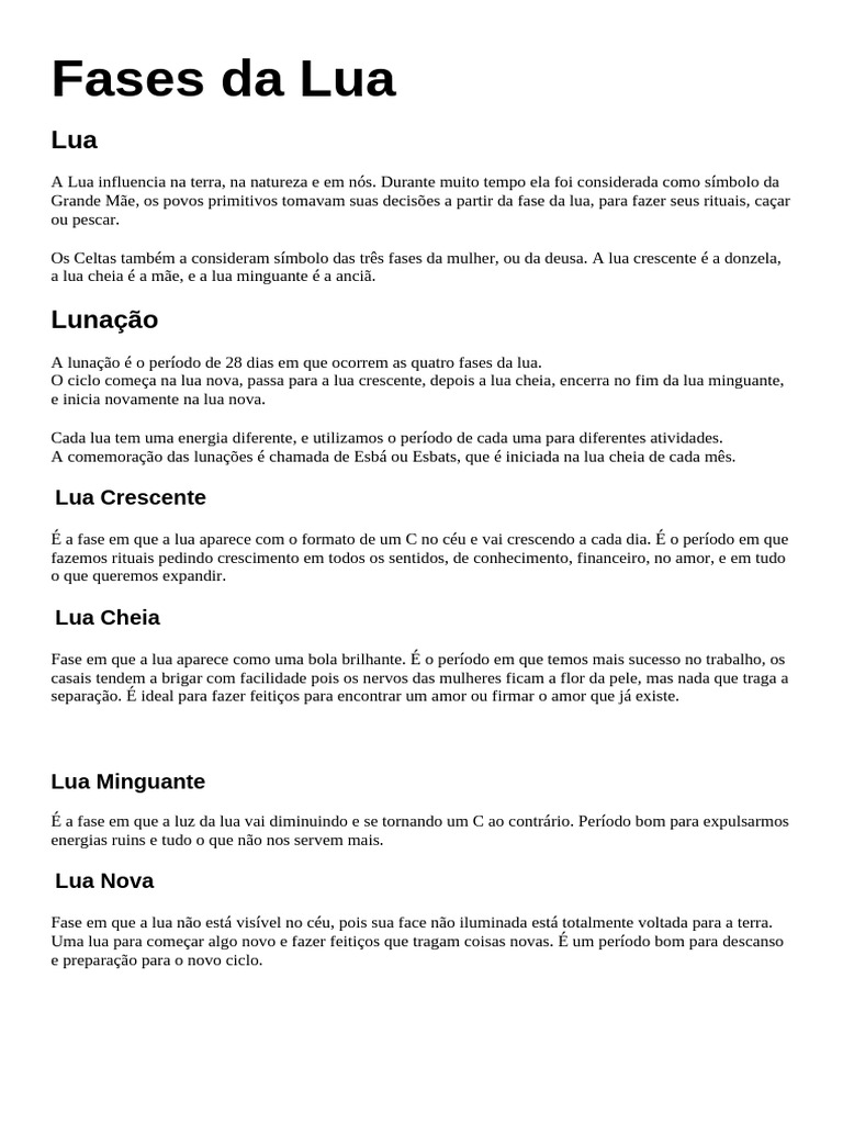 Fases da Lua e Seus Efeitos | PDF | Lua